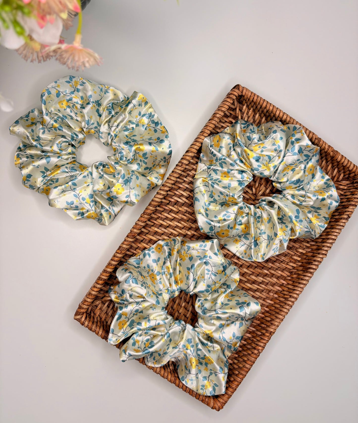 Yello Bloss Satin Scrunchies