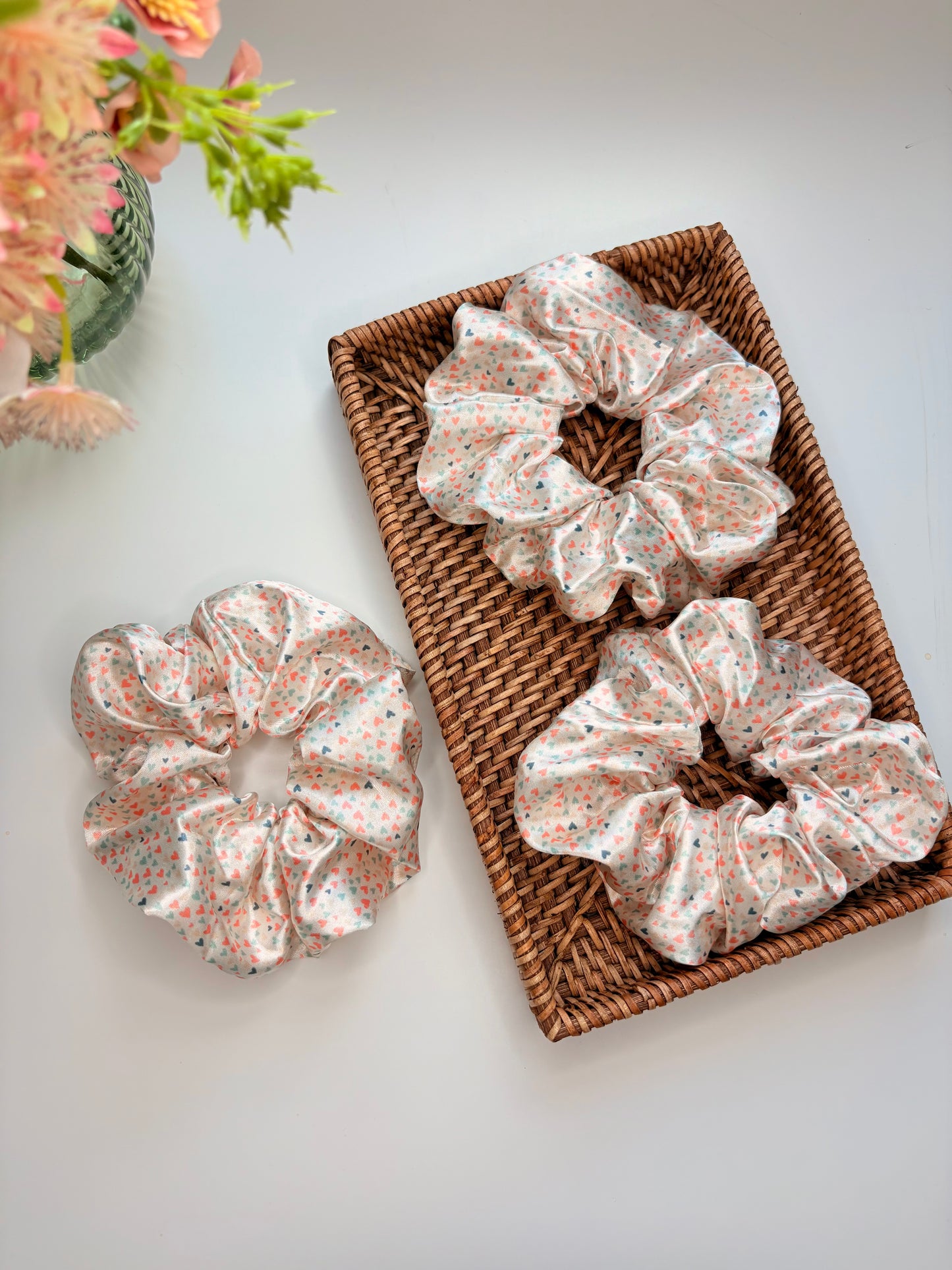 Hearty Satin Scrunchies