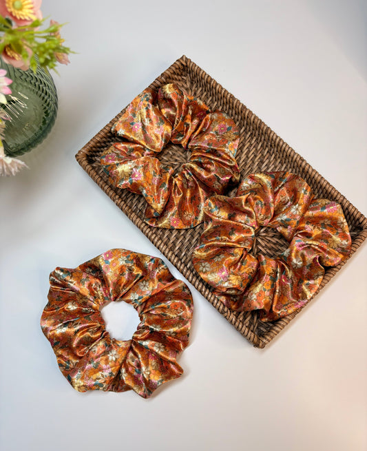 Floral Satin Scrunchie
