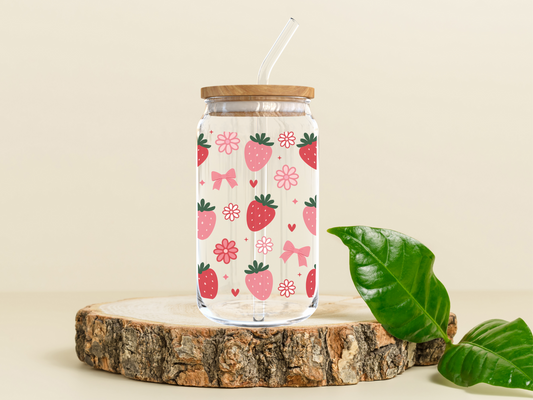 Strawberry 16oz Glass