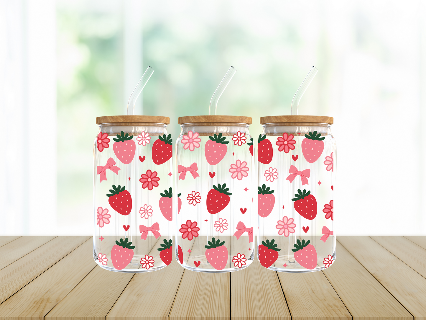 Strawberry 16oz Glass